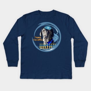 Dog Happy Hanukkah Kids Long Sleeve T-Shirt